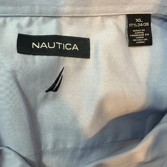 Nautica Men's Blue Button Up Dress Shirt XL - Picture 3 of 4